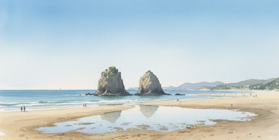 안면도 꽃지해수욕장의 전경