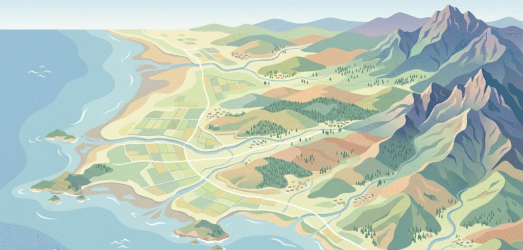 서산 지역 지형 구조 일러스트