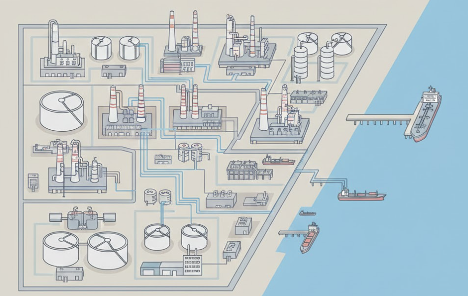 서산 대산석유화학단지 산업 구조 일러스트